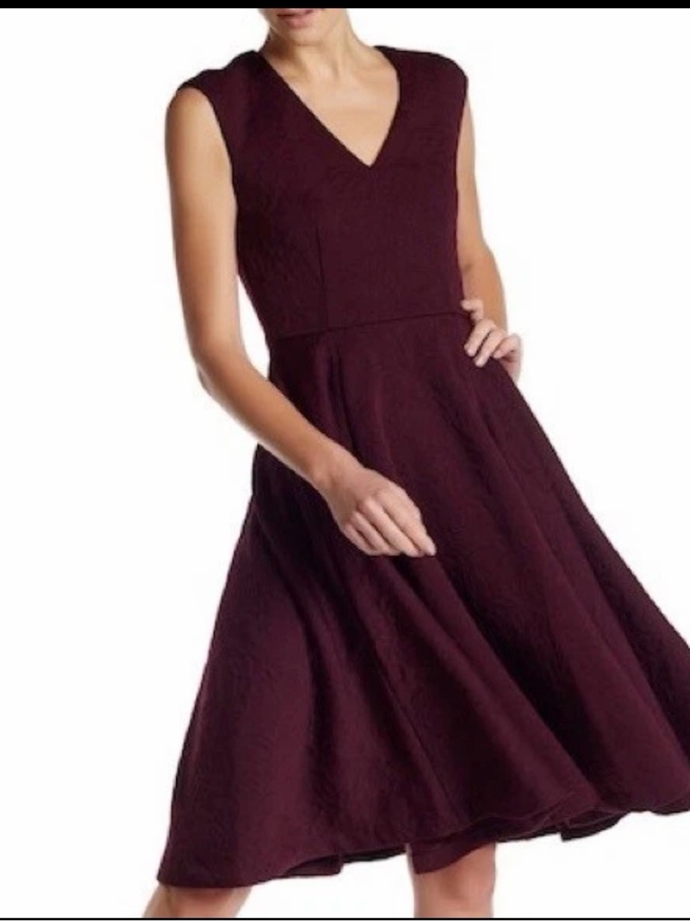 TED BAKER DHAMIRA V-NECK JACQUARD FIT & FLARE  DRESS sz 3/ US 8